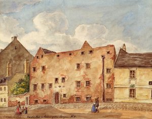 Das alte Haus in der Grunen Thorgasse Nr. 80 in Wien Rossau by Carl L. Wiesbock Oil Painting