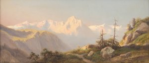 Sunset in the mountains by Carl Lafite Oil Painting