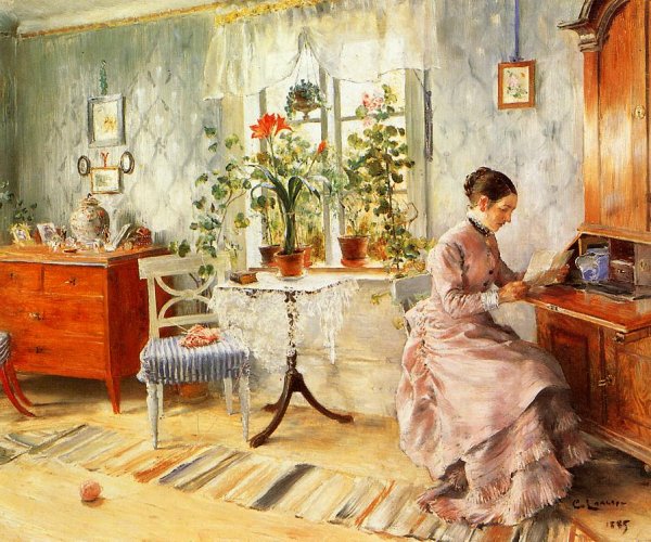 Main Product Photo of An Interior with a Woman Reading Painting by Carl Larsson