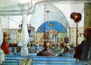 At Church by Carl Larsson - Oil Painting Reproduction