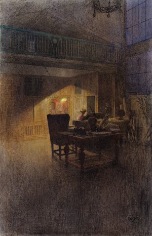 At the Piano by Carl Larsson Oil Painting