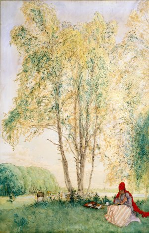 Beneath the Birches by Carl Larsson Oil Painting