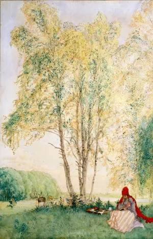 Beneath the Birches by Carl Larsson Oil Painting