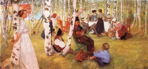 Breakfast in the Open by Carl Larsson - Oil Painting Reproduction