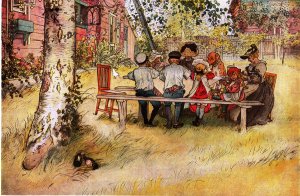 Breakfast Under the Big Birch Oil painting by Carl Larsson