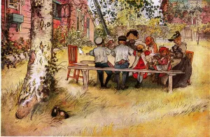Breakfast Under the Big Birch by Carl Larsson Oil Painting