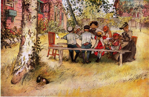 Breakfast Under the Big Birch by Carl Larsson - Hand-Painted Oil Painting Reproduction