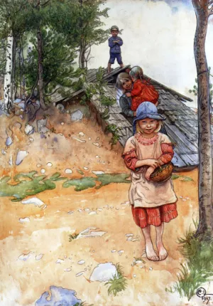 By the Cellar by Carl Larsson - Oil Painting Reproduction