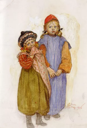 Children of the Carpenter Helberg by Carl Larsson Oil Painting