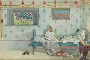 Cock-a-doodle-do, it's seven o'clock by Carl Larsson Oil Painting