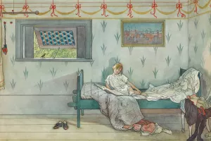 Cock-a-doodle-do, it's seven o'clock Oil painting by Carl Larsson