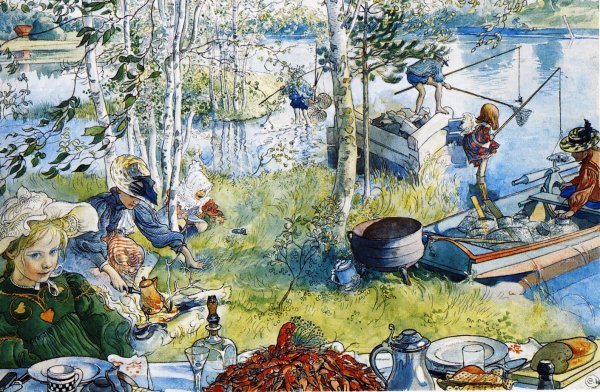 Main Product Photo of Cray Fishing with the Family Painting by Carl Larsson