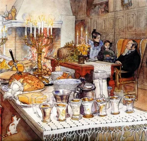 Detail Of Christmas Eve by Carl Larsson Oil Painting