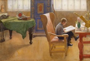 Esbjorn at the Study Corner by Carl Larsson Oil Painting