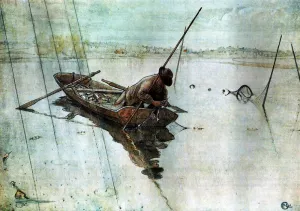 Fishing by Carl Larsson Oil Painting