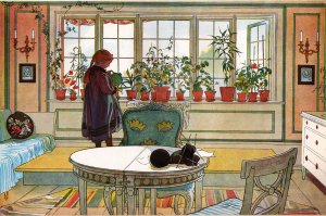 Flowers on the Windowsill by Carl Larsson Oil Painting