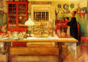 Getting Ready for a Game painting by Carl Larsson
