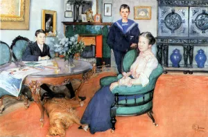 Hakon, Daga and Edgar by Carl Larsson Oil Painting