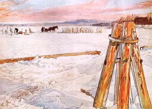 Harvesting Ice Oil painting by Carl Larsson
