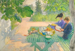 Holiday Reading by Carl Larsson Oil Painting