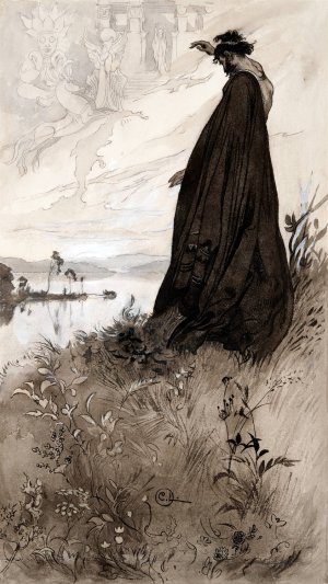 Illustration to 'Singoalla,The Wind Is My Lover' by Viktor Rydberg by Carl Larsson Oil Painting