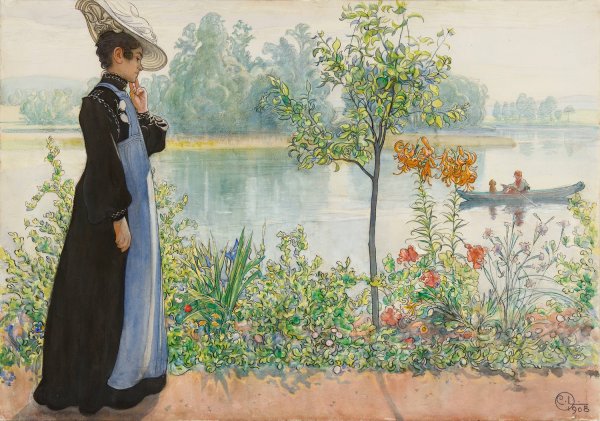 Karin By The Shore by Carl Larsson - Hand-Painted Oil Painting Reproduction