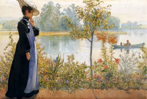 Karin on the Shore by Carl Larsson - Oil Painting Reproduction