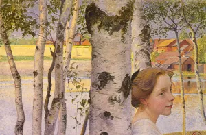 Lisbeth At The Birch by Carl Larsson - Oil Painting Reproduction