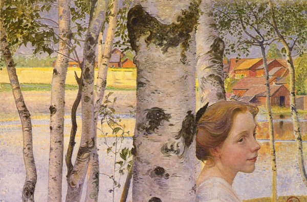 Lisbeth At The Birch by Carl Larsson - Hand-Painted Oil Painting Reproduction