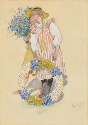 Lisbeth och Brita by Carl Larsson Oil Painting