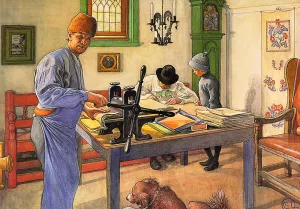 My Acid Workshop Where I do my Etching Oil painting by Carl Larsson