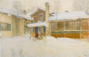 My Country Cottage In Winter, Sundborn by Carl Larsson Oil Painting