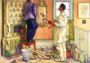 My Friends, the Carpenter and the Painter by Carl Larsson Oil Painting