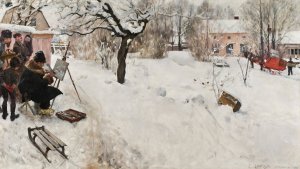 Open-Air Painter. Winter-Motif from asOgatan 145, Stockholm by Carl Larsson Oil Painting
