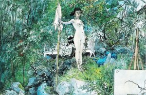 Painting in Open Air by Carl Larsson Oil Painting