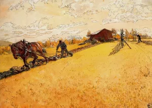 Plowing by Carl Larsson - Oil Painting Reproduction
