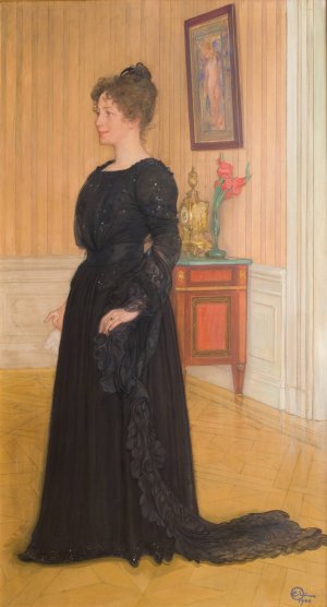 Portrait of Mrs. Signe Thiel by Carl Larsson Oil Painting