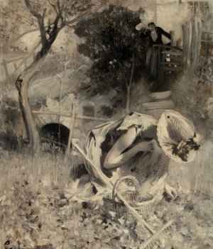 Telefonering by Carl Larsson Oil Painting