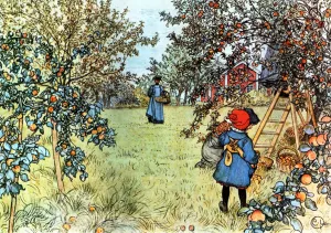 The Apple Harvest by Carl Larsson Oil Painting