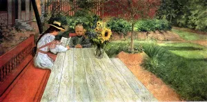 The First Lesson by Carl Larsson Oil Painting