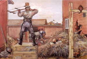 The Manure Pile by Carl Larsson Oil Painting