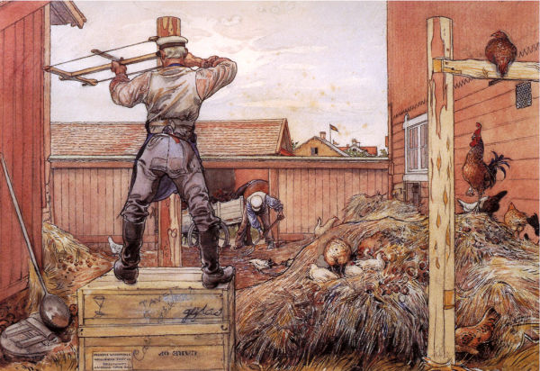 The Manure Pile by Carl Larsson - Hand-Painted Oil Painting Reproduction
