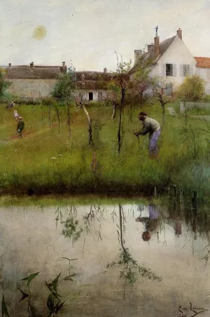 The Old Man and the New Trees Oil painting by Carl Larsson