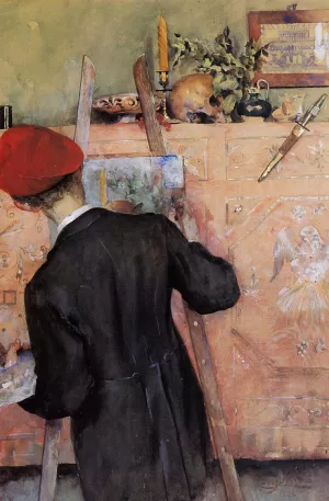 The Still Life Painter by Carl Larsson Oil Painting