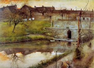 The Watercolor Pond by Carl Larsson - Oil Painting Reproduction