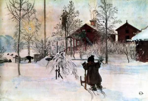 The Yard and Wash-House painting by Carl Larsson