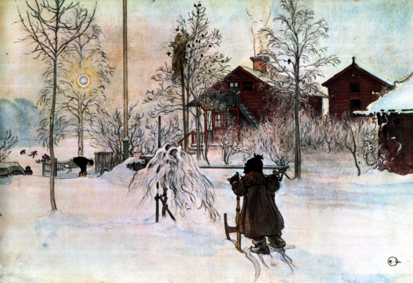 The Yard and Wash-House by Carl Larsson - Hand-Painted Oil Painting Reproduction