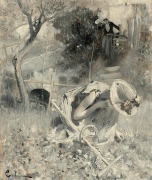 Tradgardsidyll by Carl Larsson Oil Painting