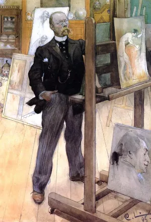 Carl Larsson - Self Portrait by Carl Larsson Oil Painting