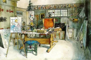 Carl Larsson's Studio, Right by Carl Larsson - Oil Painting Reproduction
